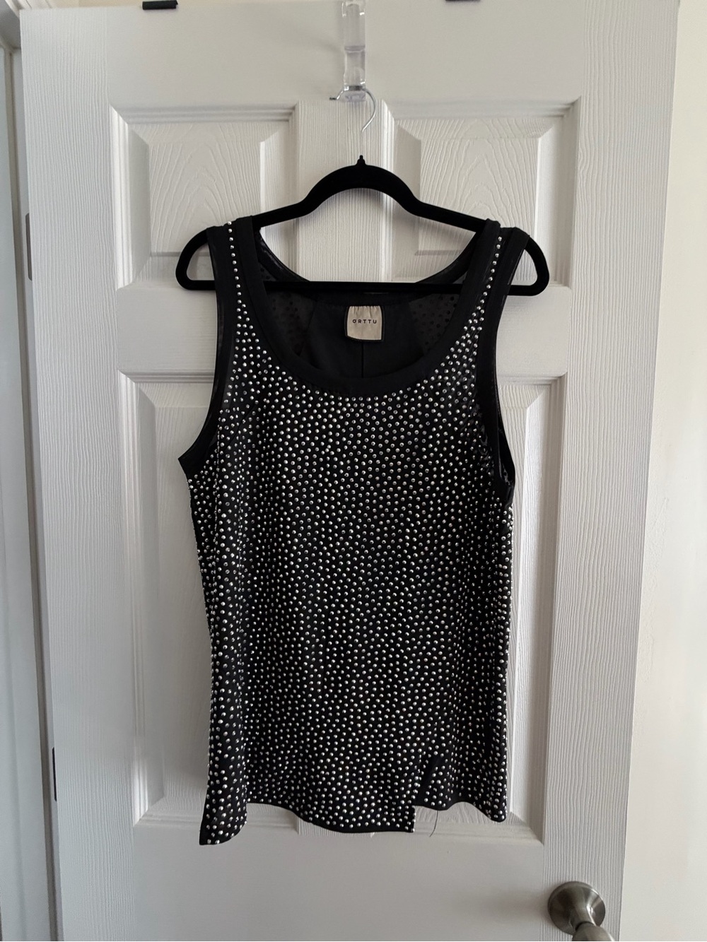 ORTTU Black Tank Top with Silver Studs